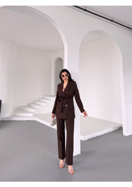 Kadın Bağlamalı Blazer Ceket Pantolon Takım Elbise fırsatları