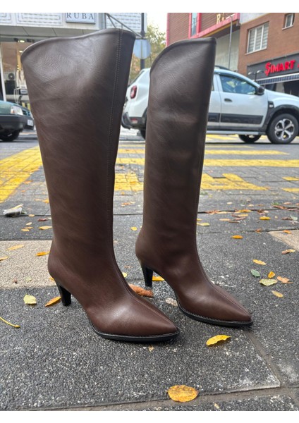 Hope Fermuarlı Topuklu (7 Cm) Kadın Çizme Kahve