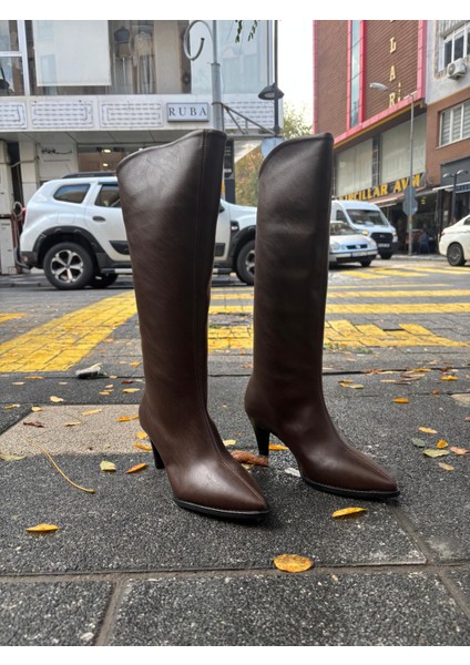 Hope Fermuarlı Topuklu (7 Cm) Kadın Çizme Kahve modelleri