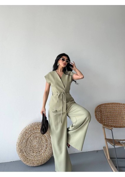 Kadın Kuşaklı Yelekli Palazzo Pantolonlu Takım Elbise modelleri