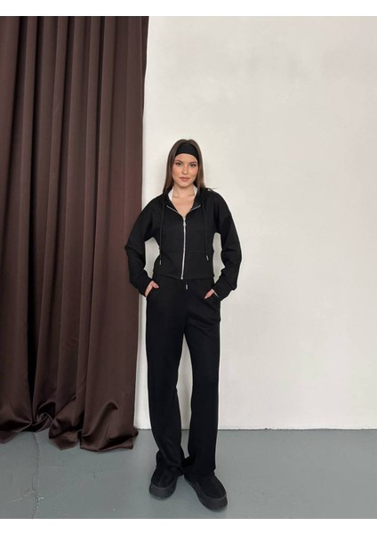Kadın Kapüşonlu Fermuarlı Rahat Fit Günlük ve Şık Tarz Eşofman Takımı indirimleri