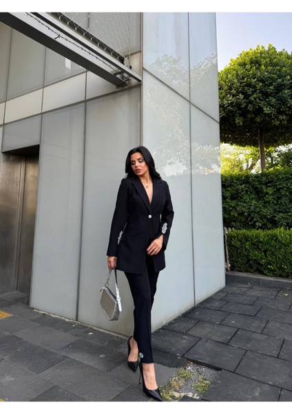 Kadın Taş Detaylı Ceket Pantolon Takım Elbise indirimleri