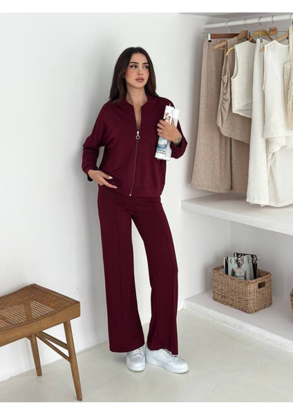 Kadın Fermuarlı Kapüşonlu Eşofman Takımı