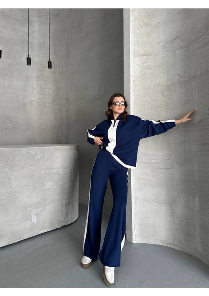 Kadın Spor Eşofman Takım Modal Kumaş Şeritli Uzun Kol Ikili Takım fırsatları