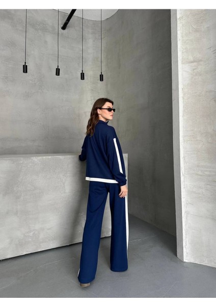 Kadın Spor Eşofman Takım Modal Kumaş Şeritli Uzun Kol Ikili Takım indirimleri