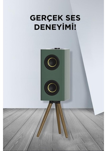 D67 Yeşil Kablosuz Hoparlör 24W Çift Sürücü, 3000MAH Batarya, Taşınabilir Ayaklı Speaker modelleri
