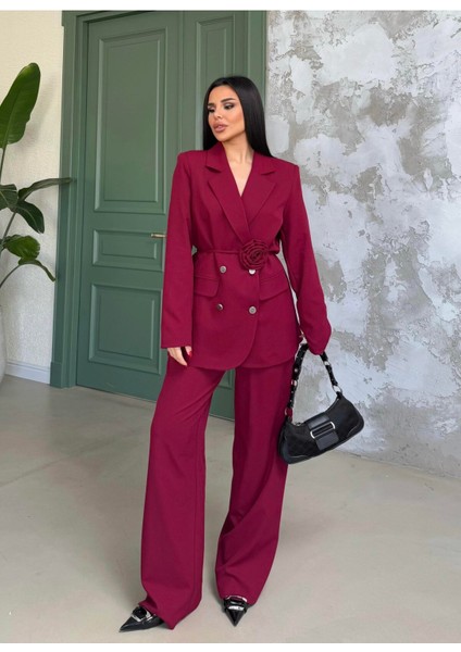 Kadın Gül Kemer Detaylı Palazzo Takım Elbise fiyatları