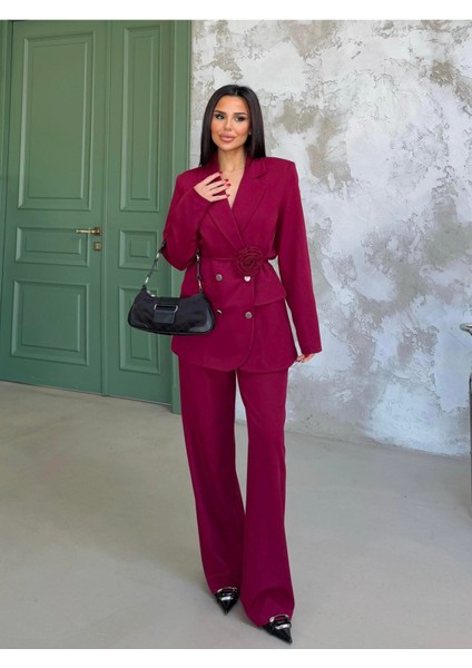 Kadın Gül Kemer Detaylı Palazzo Takım Elbise indirimleri