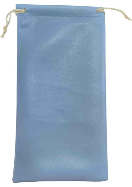 Deri Görünümlü Gözlük Torba Kılıfı Mavi Renk