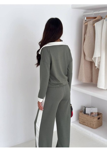 Kadın Yaka Detaylı Şık ve Rahat Günlük Giyim Takım