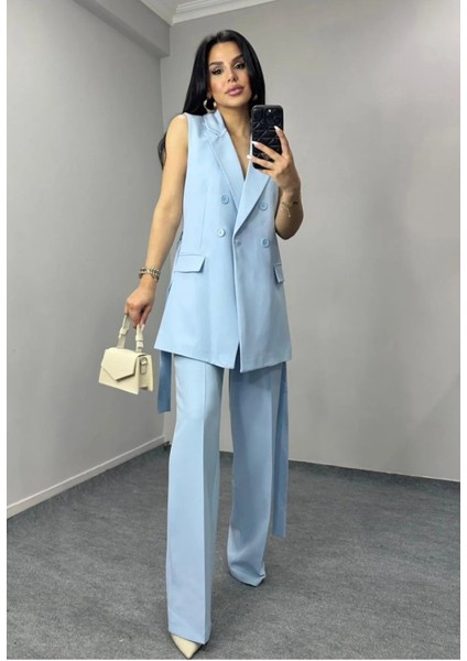 Kadın Kuşaklı Yelek Pantolon Takım Elbise fırsatları