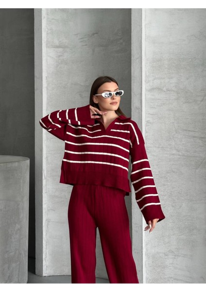 Kadın Polo Yaka Çigili Triko Alt Üst Takım fiyatları