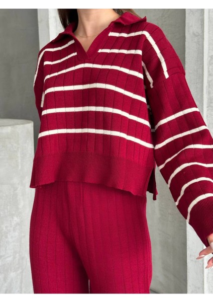 Kadın Polo Yaka Çigili Triko Alt Üst Takım fırsatları