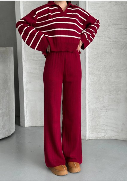 Kadın Polo Yaka Çigili Triko Alt Üst Takım indirimleri