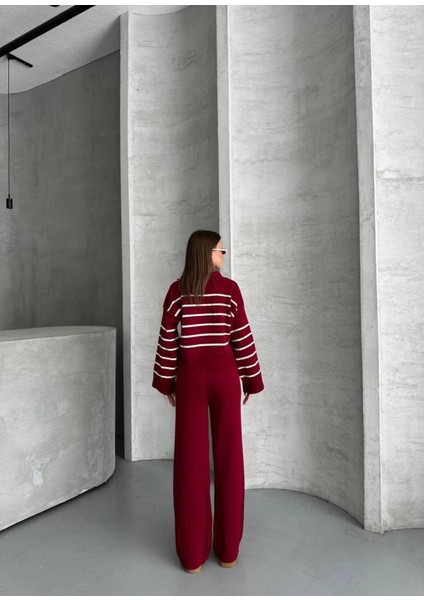 Kadın Polo Yaka Çigili Triko Alt Üst Takım