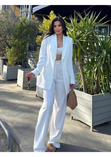 Kadın Tek Düğmeli Ceket Palazzo Pantolon Takım fiyatları