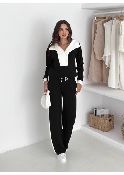 Kadın Yaka Detaylı Şık ve Rahat Günlük Giyim Takım