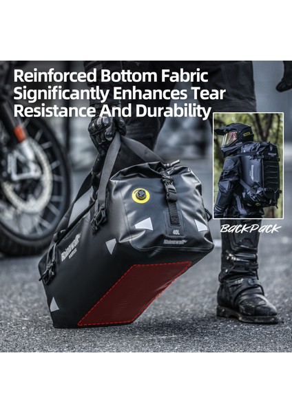 Su Geçirmez Motosiklet Duffel Çanta 20-40-65LT – Kuyruk Çantası, Arka Koltuk Çantası, Roll-Top Seyahat Ekipman Çantası