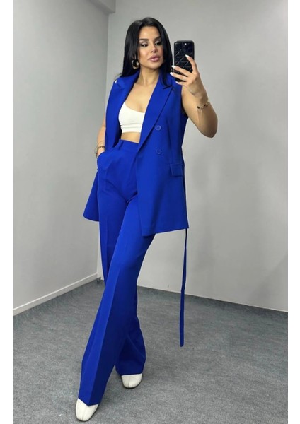 Kadın Kuşaklı Yelek Pantolon Takım Elbise fırsatları