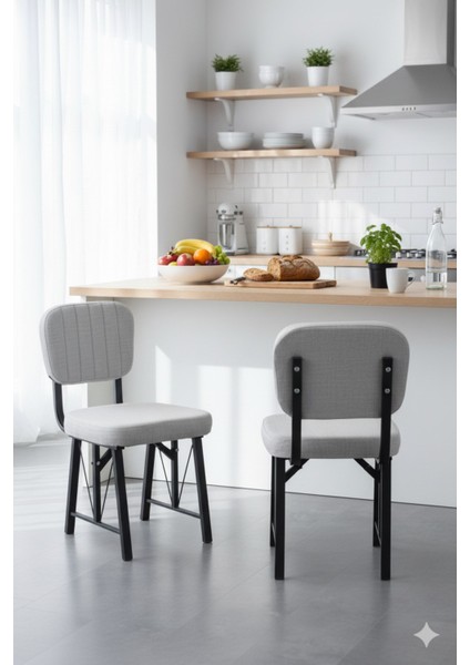 Elfin Mutfak Sandalyesi Yemek Odası Bahçe Balkon Otel Restoran Kafe Sandalyesi - 1 Adet - Gri