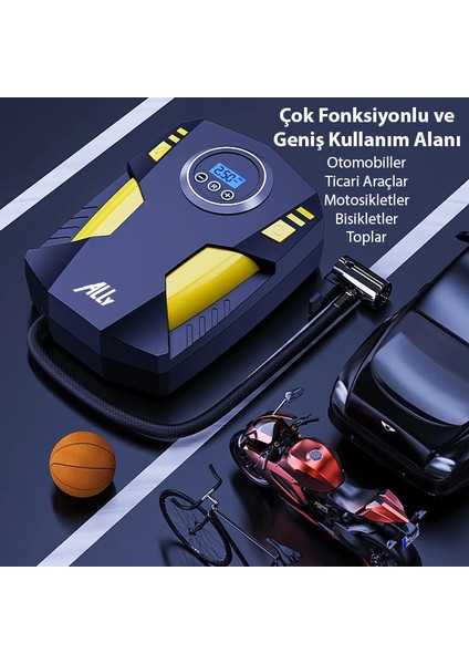 Ally ST-5002 Dijital Basınç Göstergeli Oto Lastik Şişirme Pompası Hava Kompres - EMY4397-1385 modelleri