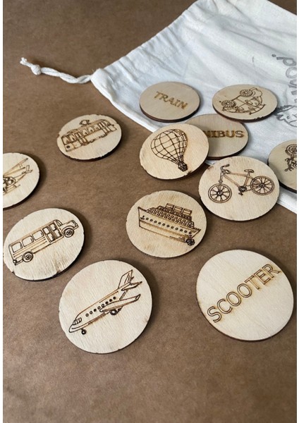 Doğal Ahşap Eğitim Kartları: Araçlar Serisi Ingilizce Kelime Kartları fiyatları