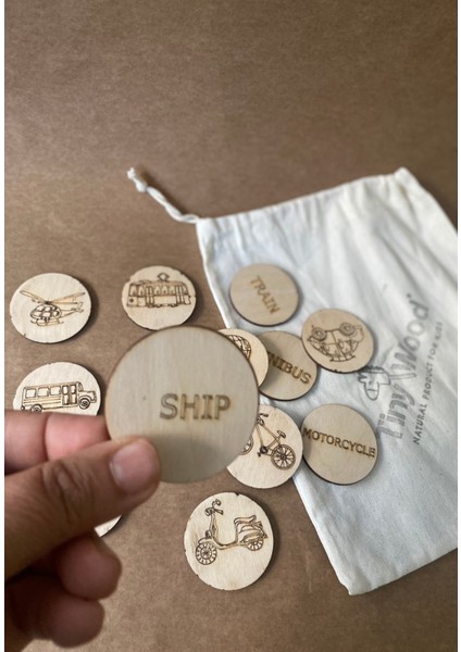 Doğal Ahşap Eğitim Kartları: Araçlar Serisi Ingilizce Kelime Kartları modelleri