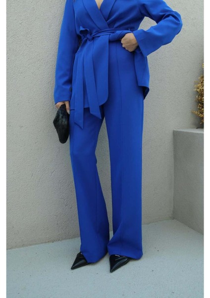 Kadın Kuşaklı Ceket Pantolon Takım Elbise fırsatları