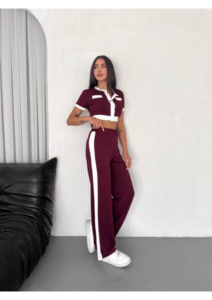 Kadın Modal Kumaş Garnili Kısa Kollu Hırka Pantolon Takım modelleri