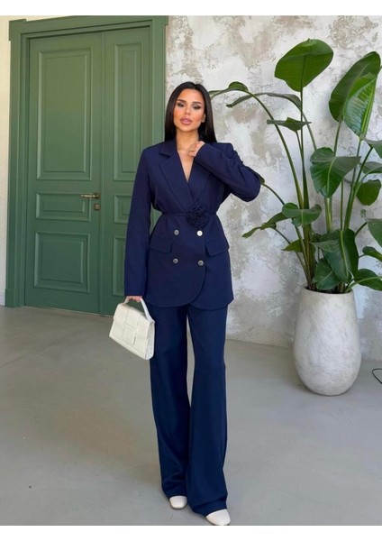 Kadın Gül Kemer Detaylı Palazzo Takım Elbise modelleri