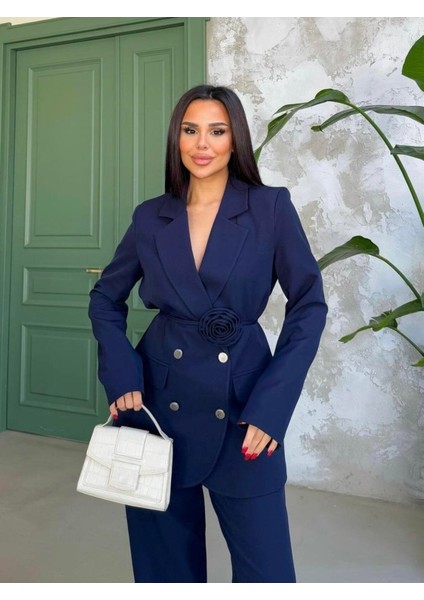 Kadın Gül Kemer Detaylı Palazzo Takım Elbise fırsatları