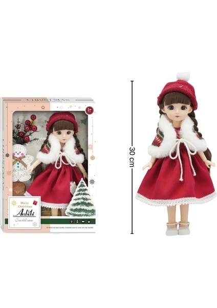 Kırmızı Pelerinli Kokinalı Yılbaşı Bebeği 30 cm | Noel Temalı Dekoratif Oyuncak Bebek
