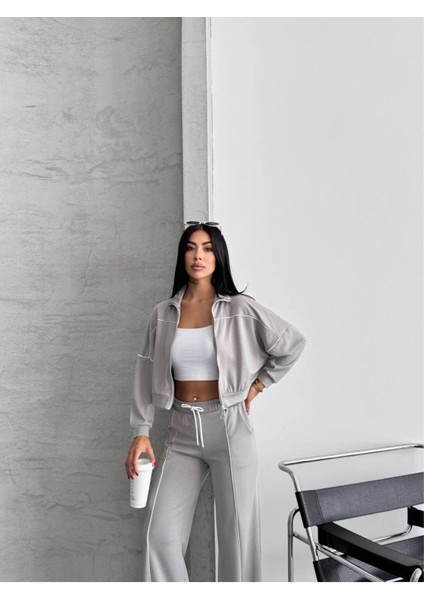 Kadın Fermuarlı Palazzo Şık Spor Eşofman Takım fırsatları
