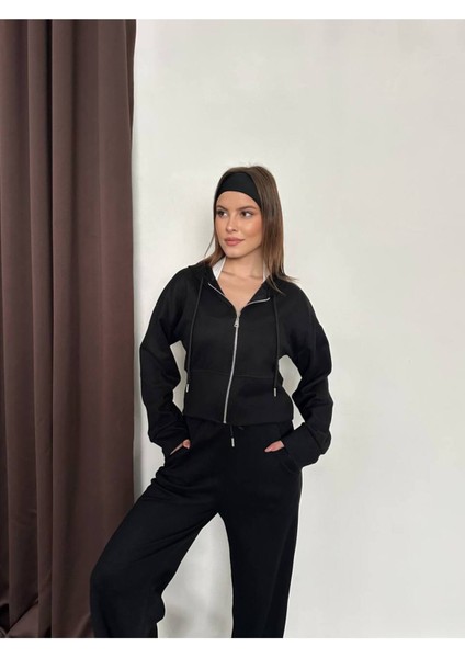 Kadın Kapüşonlu Fermuarlı Rahat Fit Günlük ve Şık Tarz Eşofman Takımı fiyatları