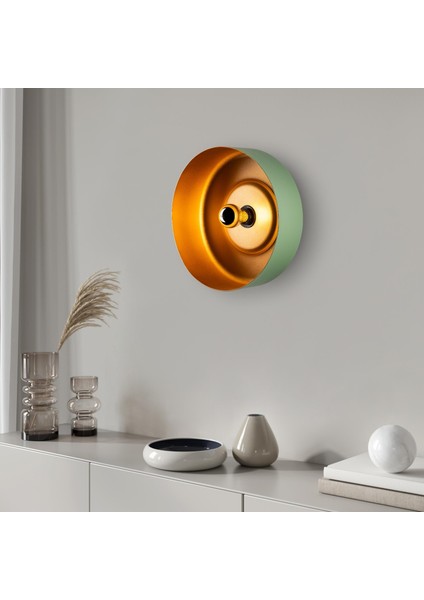 Vesta Modern Metal Sıvama Başlıklı Tekli Aplik Yeşil, Minimalist Duvar Lambası VESTA-15072
