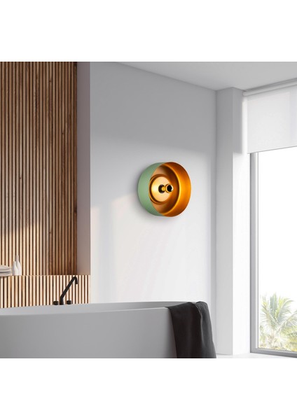 Vesta Modern Metal Sıvama Başlıklı Tekli Aplik Yeşil, Minimalist Duvar Lambası VESTA-15072 modelleri