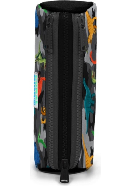 Kids Gri Kamuflaj Dinazor Desenli Üç Bölmeli Kalem Çantası fiyatları