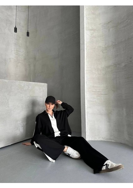 Kadın Spor Eşofman Takım Modal Kumaş Şeritli Uzun Kol Ikili Takım modelleri