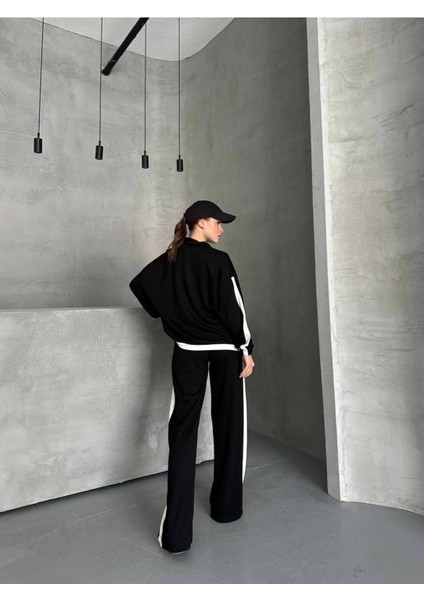 Kadın Spor Eşofman Takım Modal Kumaş Şeritli Uzun Kol Ikili Takım fırsatları