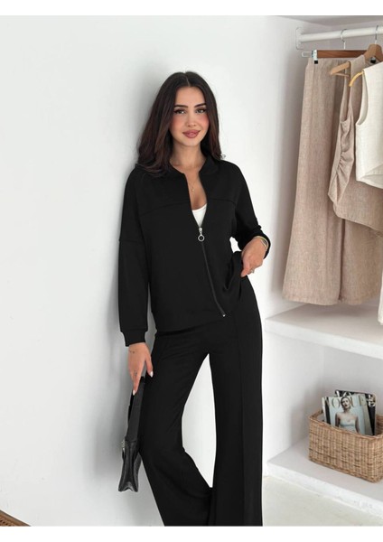 Kadın Fermuarlı Kapüşonlu Eşofman Takımı