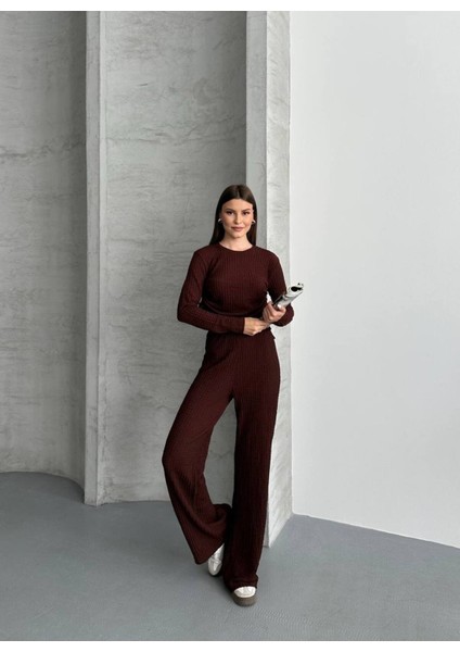 Kadın Beli Bağlama Detaylı Alt Üst Bürümcük Gofre Ikili Takım indirimleri