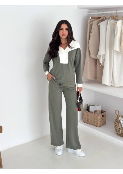 Kadın Yaka Detaylı Şık ve Rahat Günlük Giyim Takım indirimleri