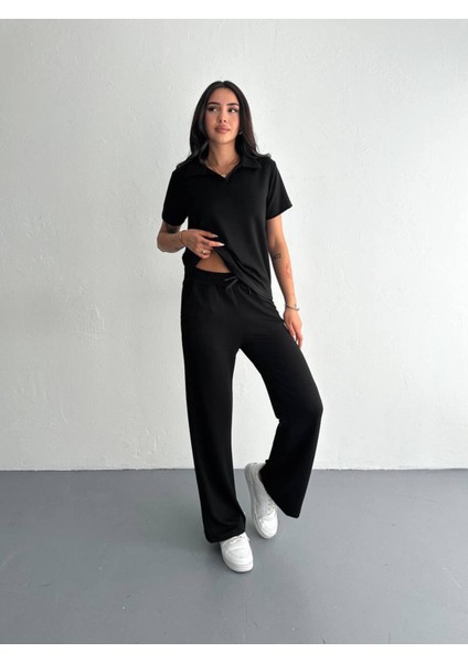 Kadın Modal Kumaş Kısa Kollu Polo Yaka T-Shirt Eşofman Takımı fiyatları