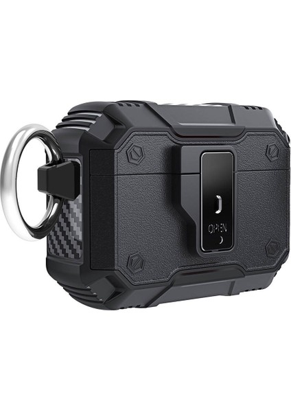 Airpods Pro Uyumlu Nxxa Airbag 35 Darbelere Karşı Dayanıklı Düğmeli Kılıf-Siyah