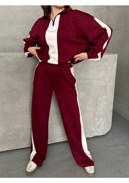 Kadın Spor Eşofman Takım Modal Kumaş Şeritli Uzun Kol Ikili Takım fırsatları