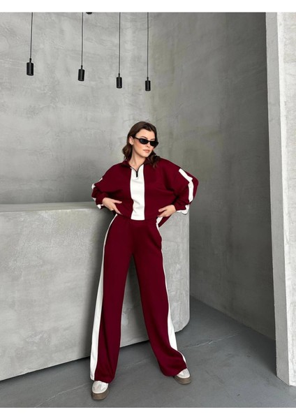 Kadın Spor Eşofman Takım Modal Kumaş Şeritli Uzun Kol Ikili Takım indirimleri