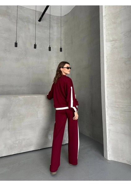 Kadın Spor Eşofman Takım Modal Kumaş Şeritli Uzun Kol Ikili Takım modelleri