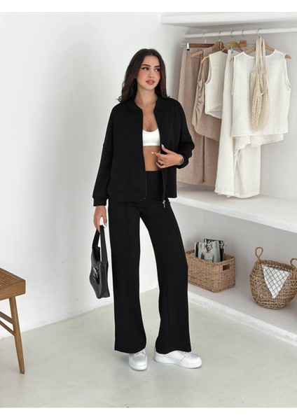 Kadın Fermuarlı Kapüşonlu Eşofman Takımı