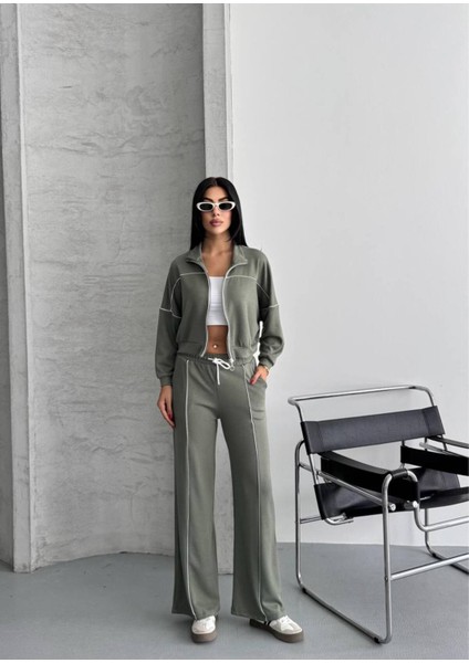 Kadın Fermuarlı Palazzo Şık Spor Eşofman Takım