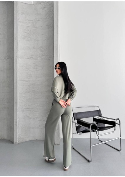 Kadın Fermuarlı Palazzo Şık Spor Eşofman Takım